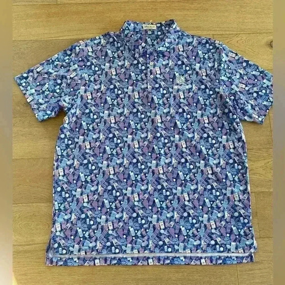 PETER MILLAR Golf Polo Cocktail Bomb Gopher Purple Blue XXL RARE - Picture 1 of 7